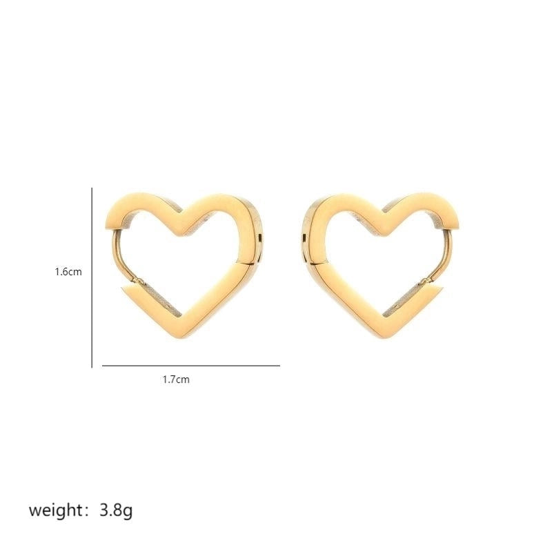 1 Pair Commute Pentagram Heart Shape Polishing Plating Stainless Steel 18K Gold Plated Earrings
