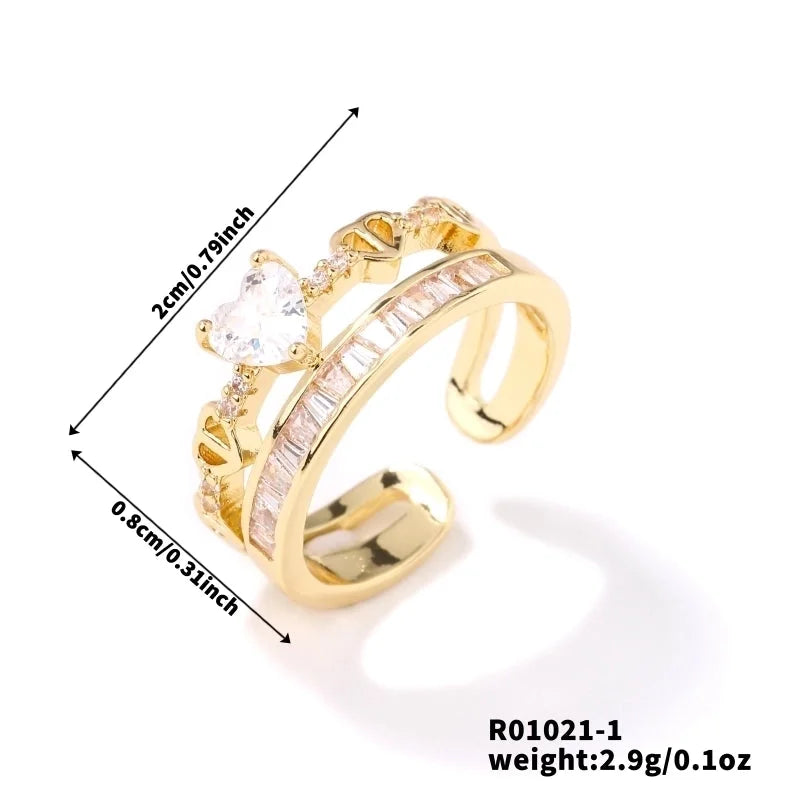 Copper K Gold Plated Plating Inlay Snake Butterfly Zircon Open Rings