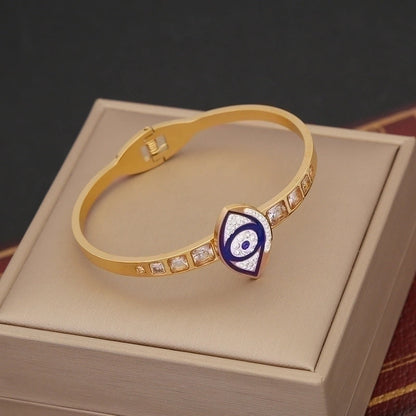 IG Style Vintage Style Eye Stainless Steel 18K Gold Plated Zircon Bracelets In Bulk