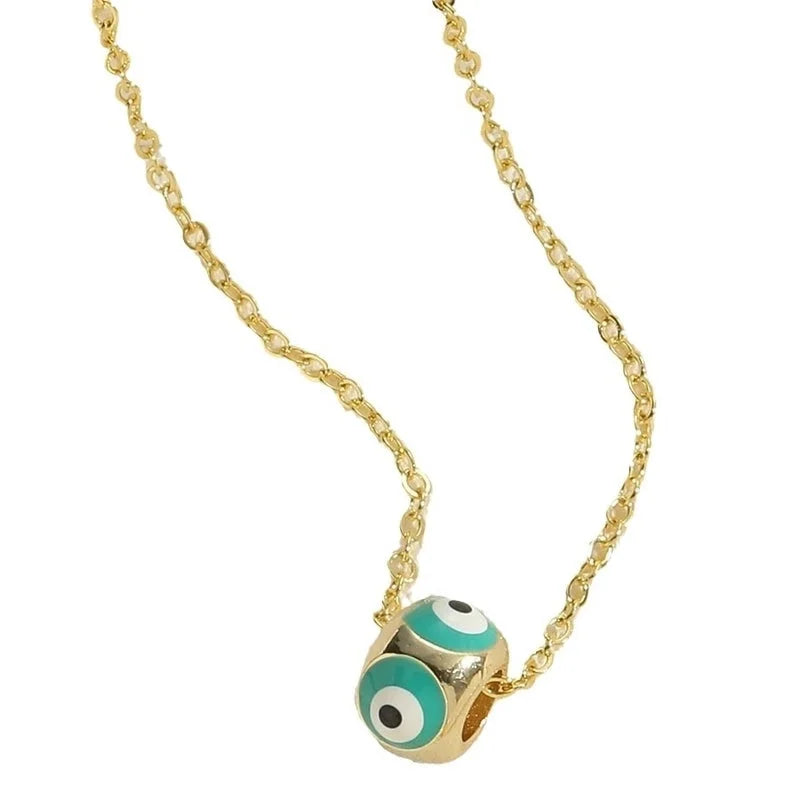 Copper Enamel Devil\'s Eye Pendant Necklace