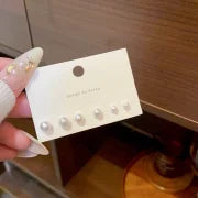 1 Set Minimalist Geometric Enamel Plating Inlay Copper Rhinestones Opal Shell Earrings