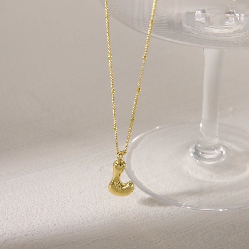 Copper 14K Gold Plated Letter Pendant Necklace