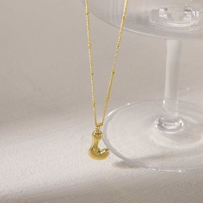 Copper 14K Gold Plated Letter Pendant Necklace