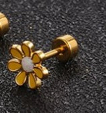 Minimalist Flower 304 Stainless Steel No Inlaid Earrings Ear Studs