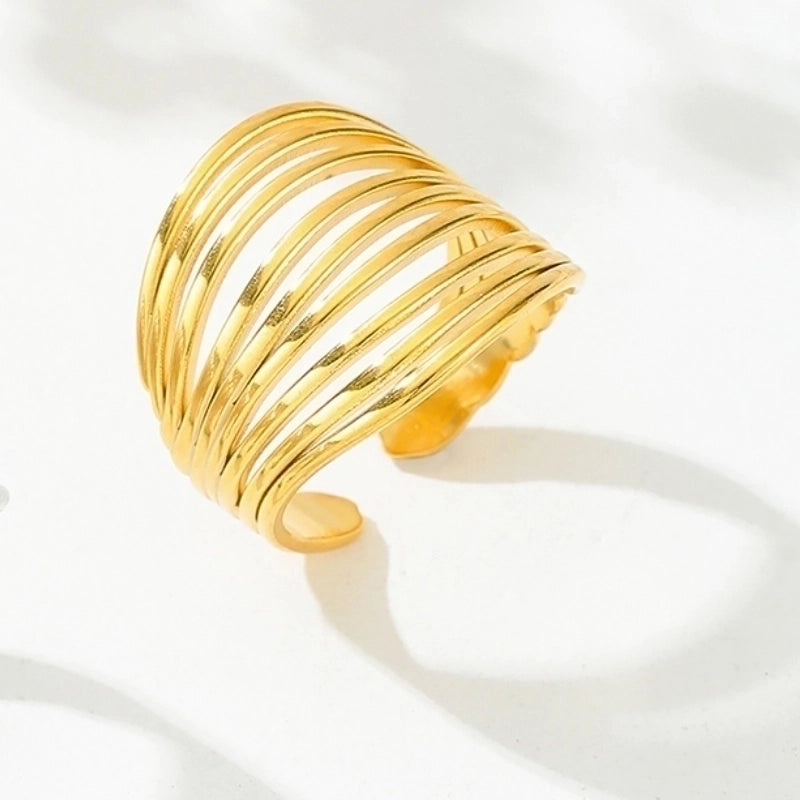Y2K Exaggerated Geometric Round Dots 304 Stainless Steel 18K Gold Plated Plating Open Rings