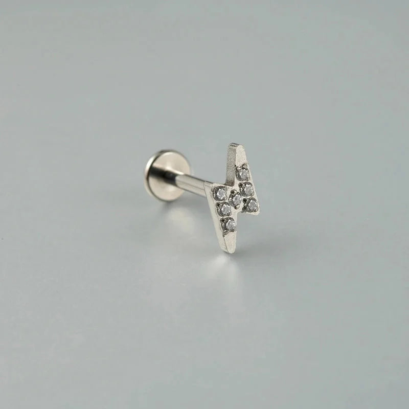 1 Piece Lip Rings Casual Vacation Tropical Cross G23 Titanium Alloy Plating Zircon 18K Gold Plated Lip Rings Ear Cartilage Rings & Studs