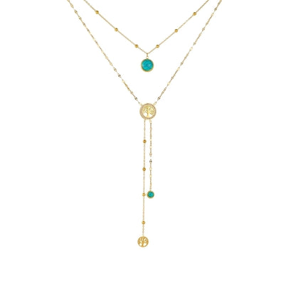 Vintage Style Life Tree Flower Bow Knot 304 Stainless Steel Pendant Necklace