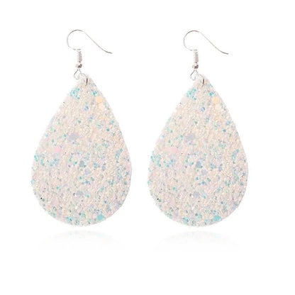 Christmas Leather Pu Sequined Water Drop Earrings