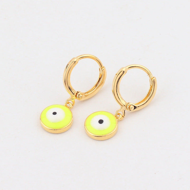 Japanese / Korean IG Style Women Minimalist Natural Metal Mixed Color Eye Droplet Resin Oil Dripping Drop Earrings