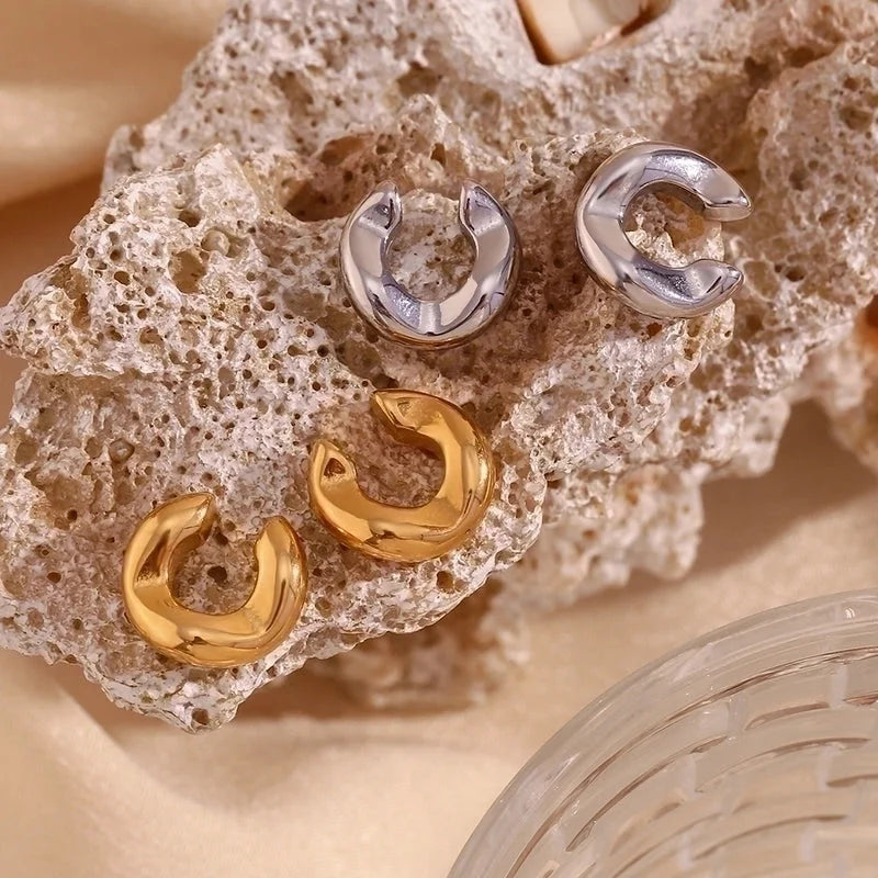 1 Pair Minimalist Classic Style Solid Color Plating 304 Stainless Steel 18K Gold Plated Ear Cuffs