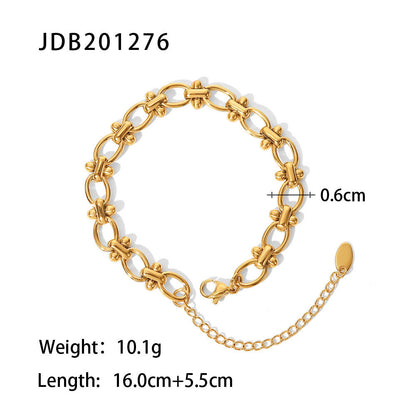 Women IG Style Geometric Stainless Steel 18K Gold Plated Bracelets