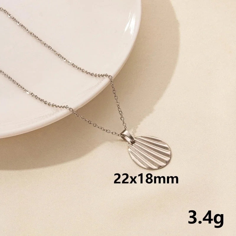 Minimalist Geometric Round 304 Stainless Steel Plating Pendant Necklace