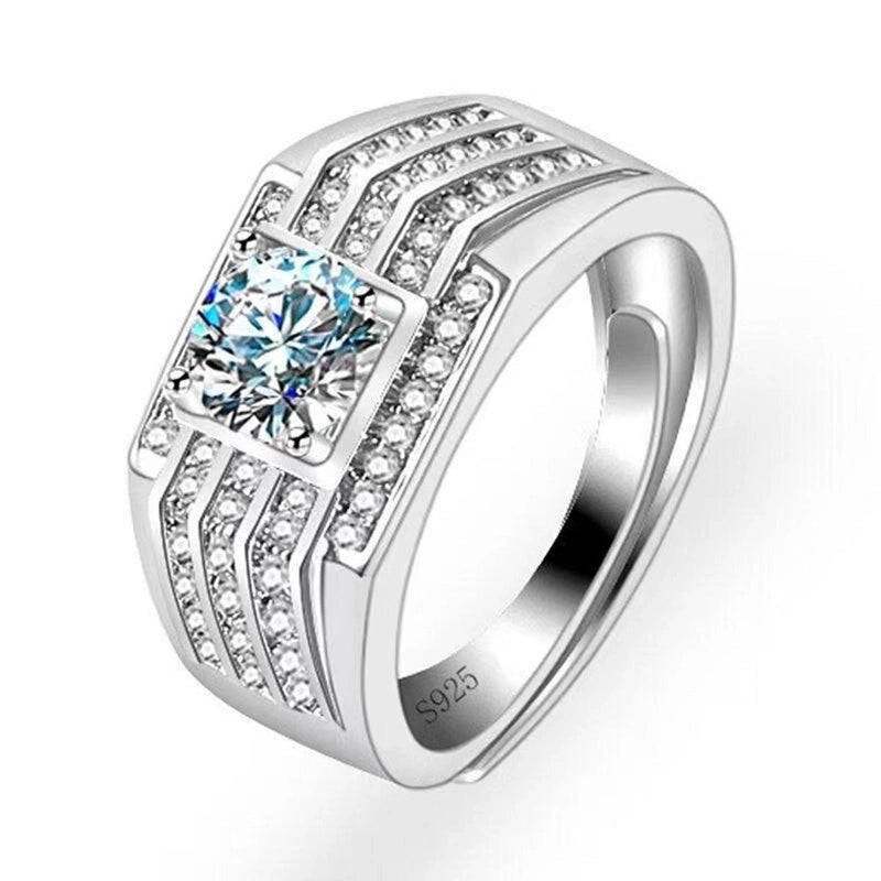 Copper Inlay Waves Heart Shape Crown Zircon Open Rings