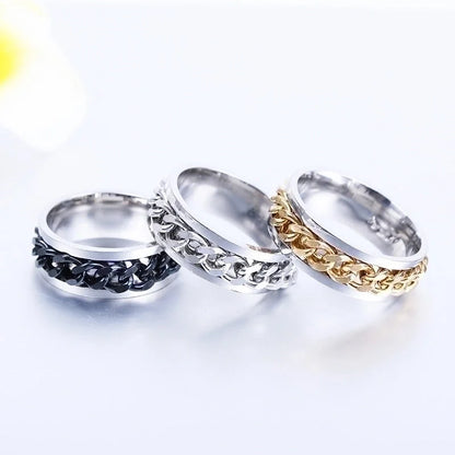Minimalist Waves Titanium Steel Plating Gold Plated Rings