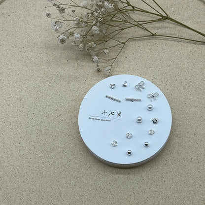 2 Pieces Minimalist Commute Geometric Inlay Copper Zircon Drop Earrings