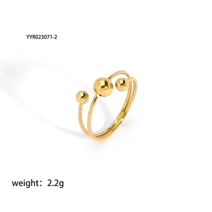 201 Stainless Steel 18K Gold Plated Vintage Style French Style Plating Inlay Ball Zircon Open Rings