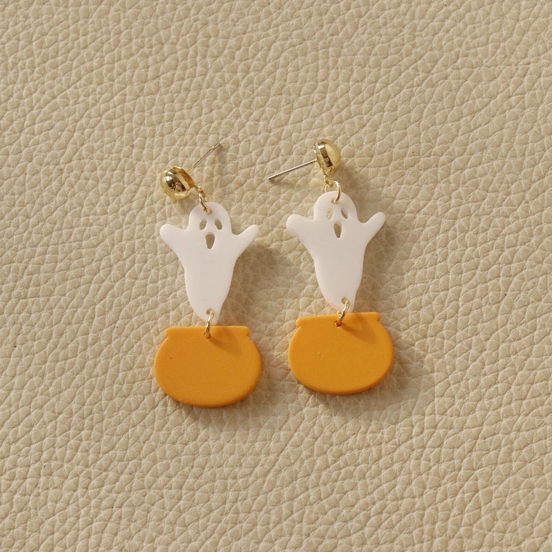 Cute Pumpkin Bat Ghost Arylic Halloween Women's Drop Earrings