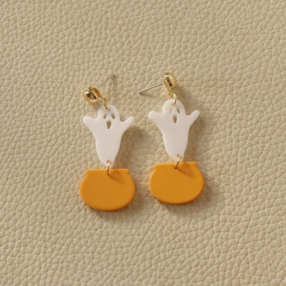 Cute Pumpkin Bat Ghost Arylic Halloween Women's Drop Earrings