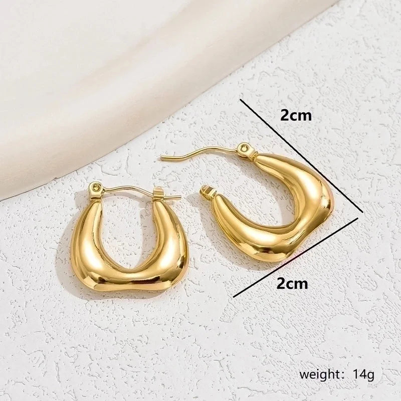 1 Pair Basic Vintage Style U Shape Plating 201 Stainless Steel 18K Gold Plated Hoop Earrings