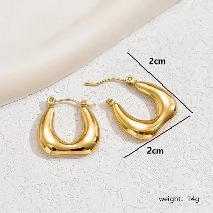 1 Pair Basic Vintage Style U Shape Plating 201 Stainless Steel 18K Gold Plated Hoop Earrings