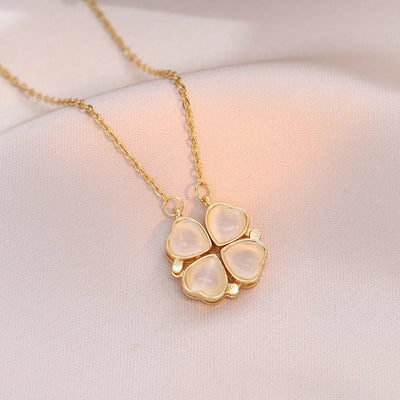 Minimalist Heart Shape Titanium Steel Inlay Rhinestones Women\'s Pendant Necklace