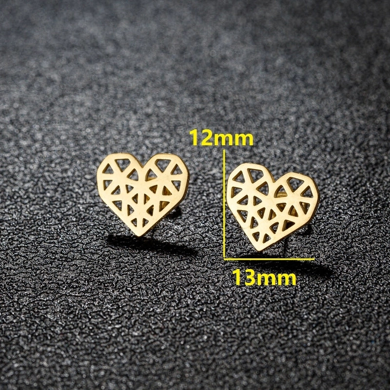 1 Pair Sweet Minimalist Artistic Heart Shape Butterfly Polishing 304 Stainless Steel 18K Gold Plated Ear Studs