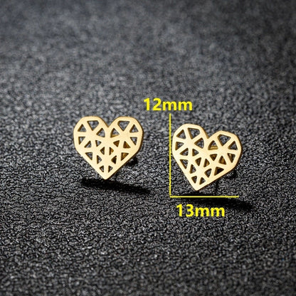 1 Pair Sweet Minimalist Artistic Heart Shape Butterfly Polishing 304 Stainless Steel 18K Gold Plated Ear Studs