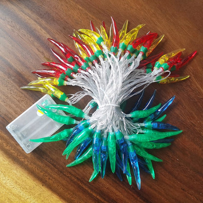 LED Red Pepper Colored Lights String Lights Flashing Lights New Year Christmas Holiday Decorative Atmosphere Lights New Year Home Layout Lighting