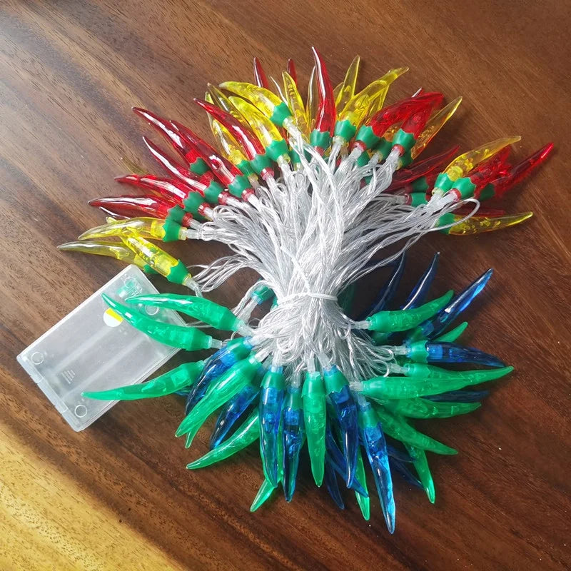 LED Red Pepper Colored Lights String Lights Flashing Lights New Year Christmas Holiday Decorative Atmosphere Lights New Year Home Layout Lighting