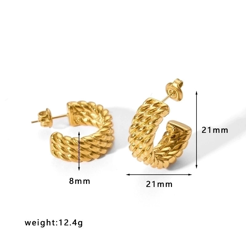 1 Pair Minimalist U Shape Plating Stainless Steel Artificial Pearls Rhinestones 18K Gold Plated Earrings