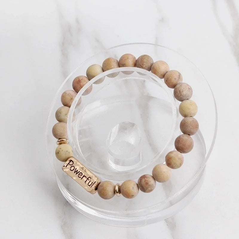 Vintage Style Letter Natural Stone Bracelets Beaded 1 Piece
