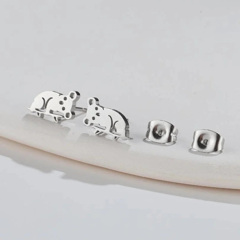 1 Pair Fashion Animal 304 Stainless Steel 18K Gold Plated Ear Studs