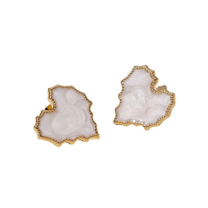 Cute Heart Stainless Steel Electroplating Stud Earrings