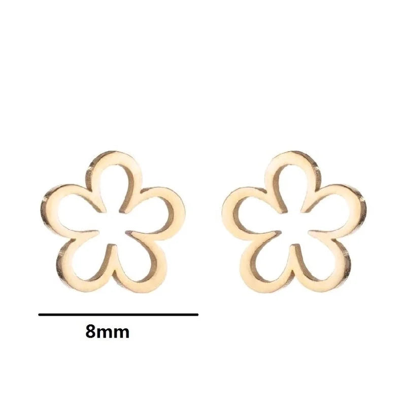 1 Pair Fashion Flower Plating 304 Stainless Steel 18K Gold Plated Ear Studs
