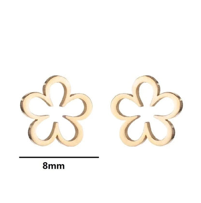 1 Pair Fashion Flower Plating 304 Stainless Steel 18K Gold Plated Ear Studs