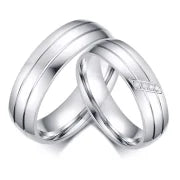 Stripe Inlaid Diamond Stainless Steel Ring