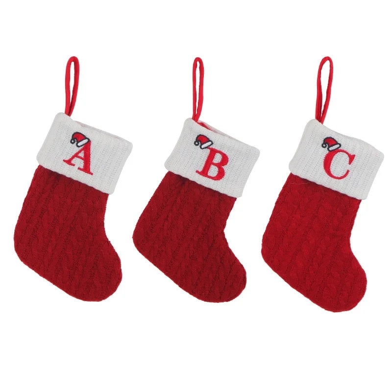 Hot Spot Foreign Trade Exquisite Christmas Socks Wool Knitted Christmas Socks Letter Socks Christmas Pendant Gift Bag