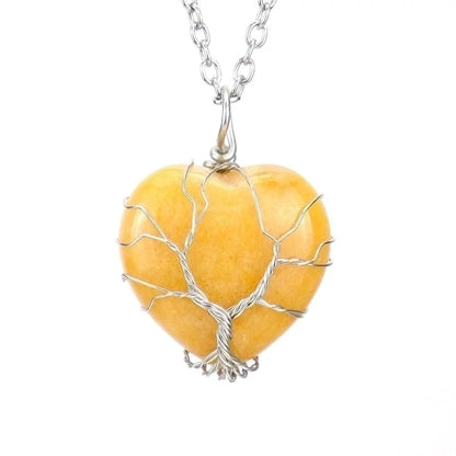 Minimalist Heart Shape Natural Stone Ferroalloy Knitting Pendant Necklace