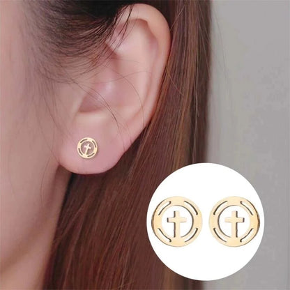 1 Pair Fashion Star Moon Tree Plating Hollow Out 304 Stainless Steel 18K Gold Plated Ear Studs