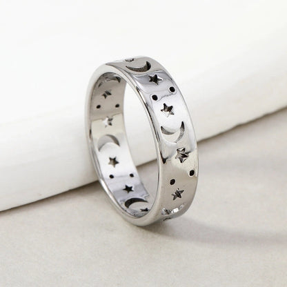 Elegant Star Moon Titanium Steel Rings
