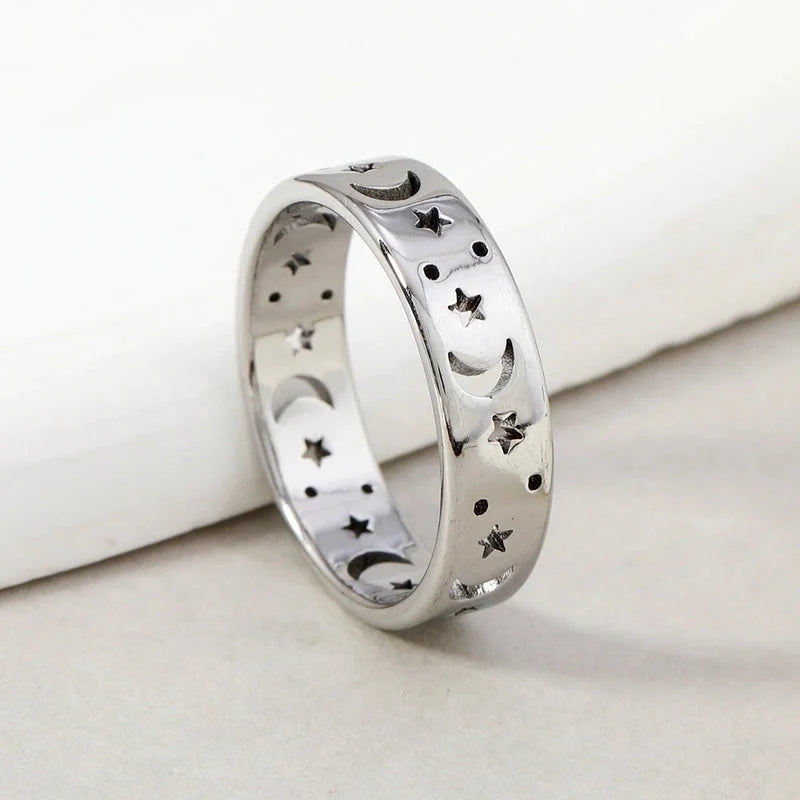 Elegant Star Moon Titanium Steel Rings