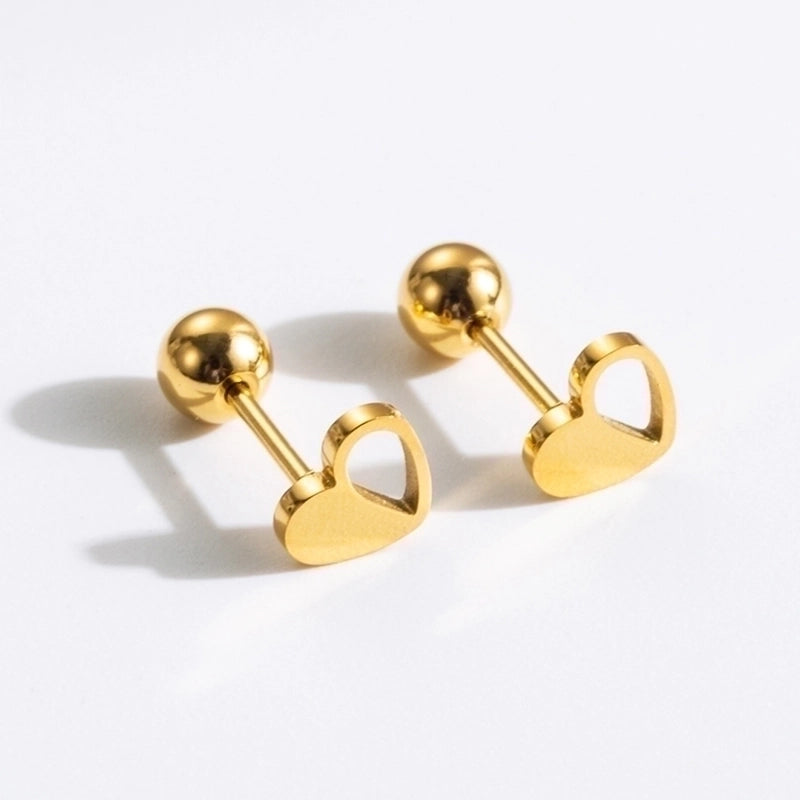 1 Pair Commute Rabbit Heart Shape Crown 304 Stainless Steel 18K Gold Plated Ear Studs