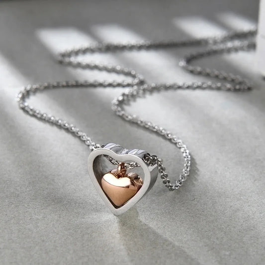 Fashion Heart Shape Titanium Steel Plating Pendant Necklace 1 Piece