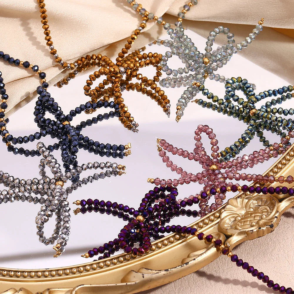 Fashion Bowknot Geometric Stainless Steel Electroplating Necklaces