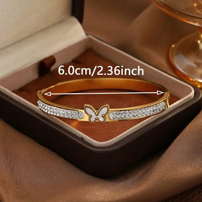Elegant Butterfly 304 Stainless Steel Zircon Bangle In Bulk