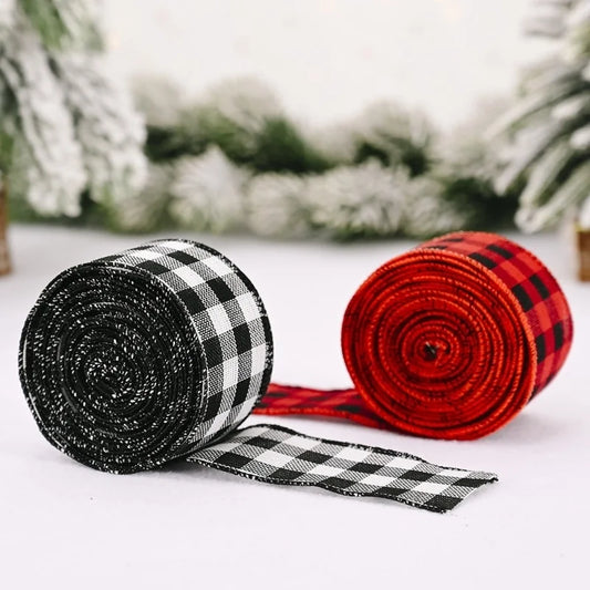 Christmas Decorations Red And Black Christmas Plaid Ribbon