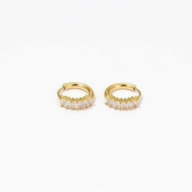 1 Pair Minimalist Geometric Plating Inlay 304 Stainless Steel Zircon Earrings