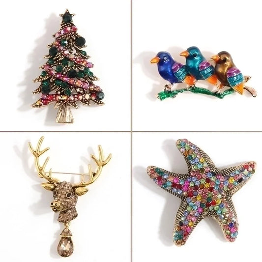 Minimalist Christmas Tree Alloy Inlay Rhinestones Pearl Women's Brooches 1 Piece