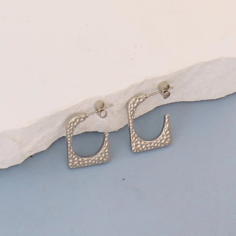 1 Pair Minimalist Round Square Heart Shape 304 Stainless Steel Earrings