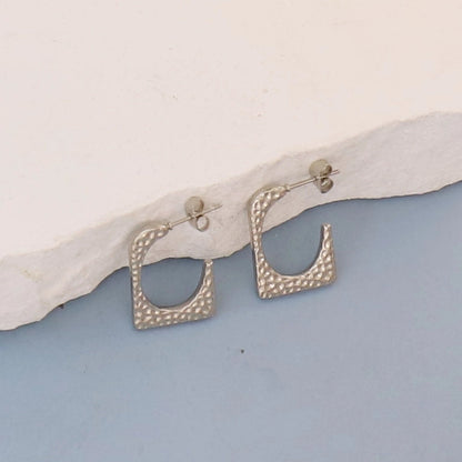 1 Pair Minimalist Round Square Heart Shape 304 Stainless Steel Earrings